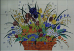 Floral bouquet tile mural 